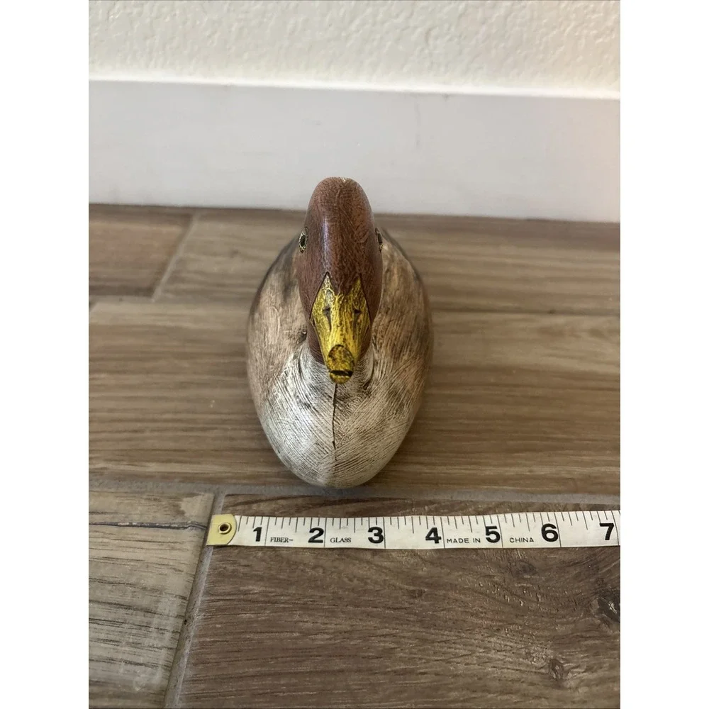 Vintage Resin Red Green-winged Teal Duck Figurine 10